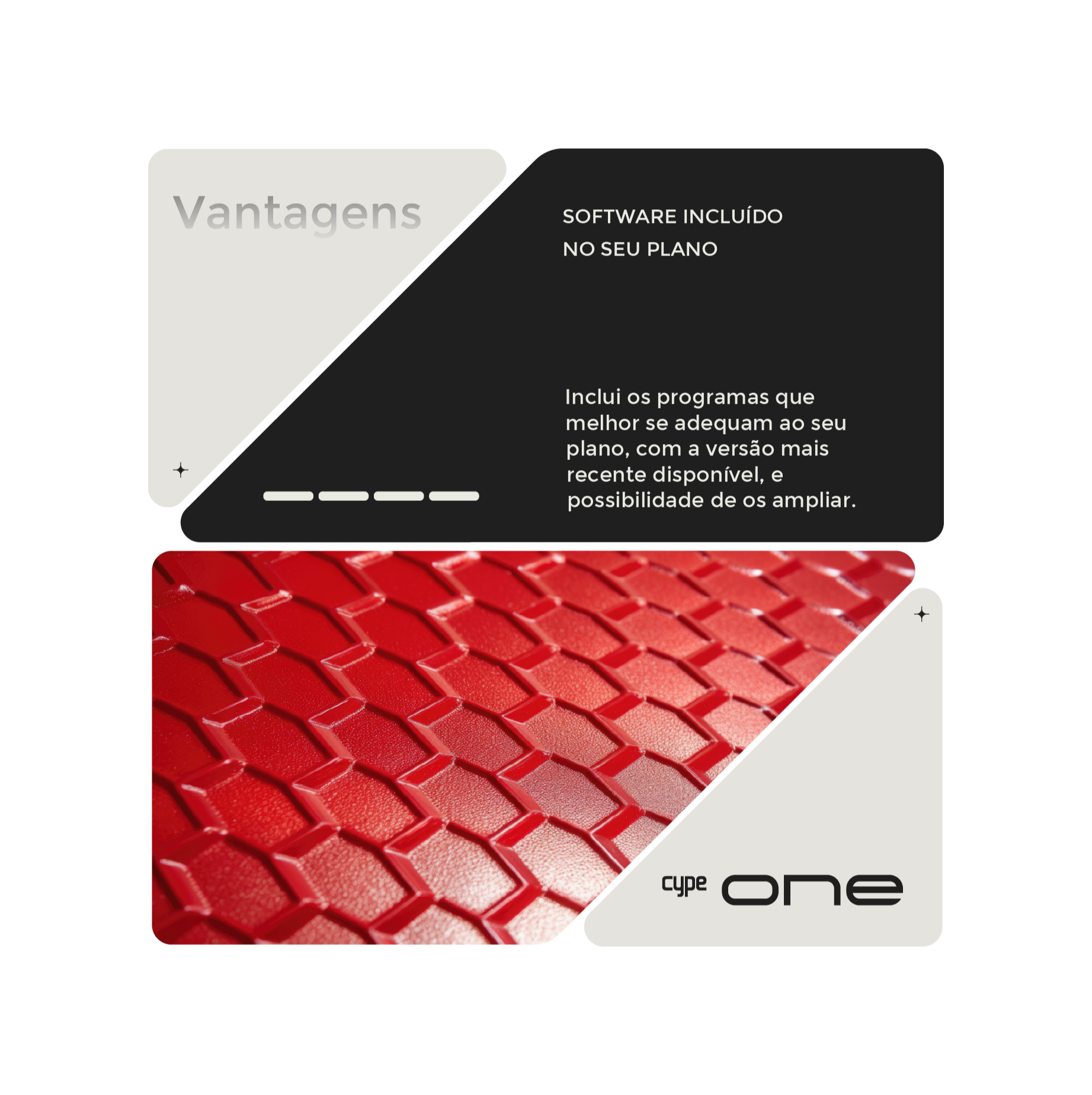Vantagens: Software incluído no seu plano. Inclui os programas que melhor se adequam ao seu plano, com a versão mais recente disponível, e possibilidade de os ampliar.
