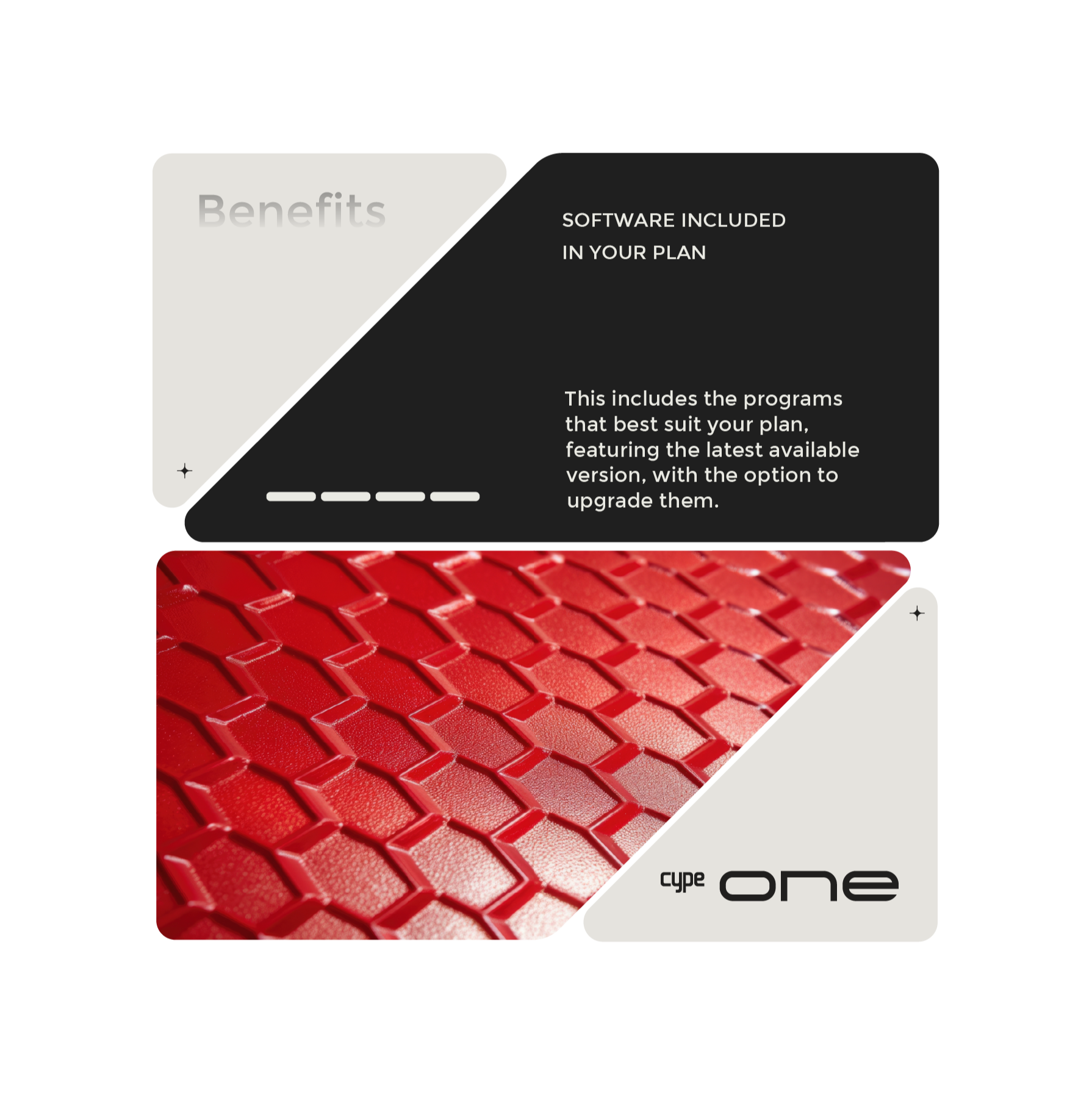 Benefits: SOFTWARE INCLUDED IN YOUR PLAN. This includes the programs that best suit your plan, featuring the latests available version, with the option to upgrade them
