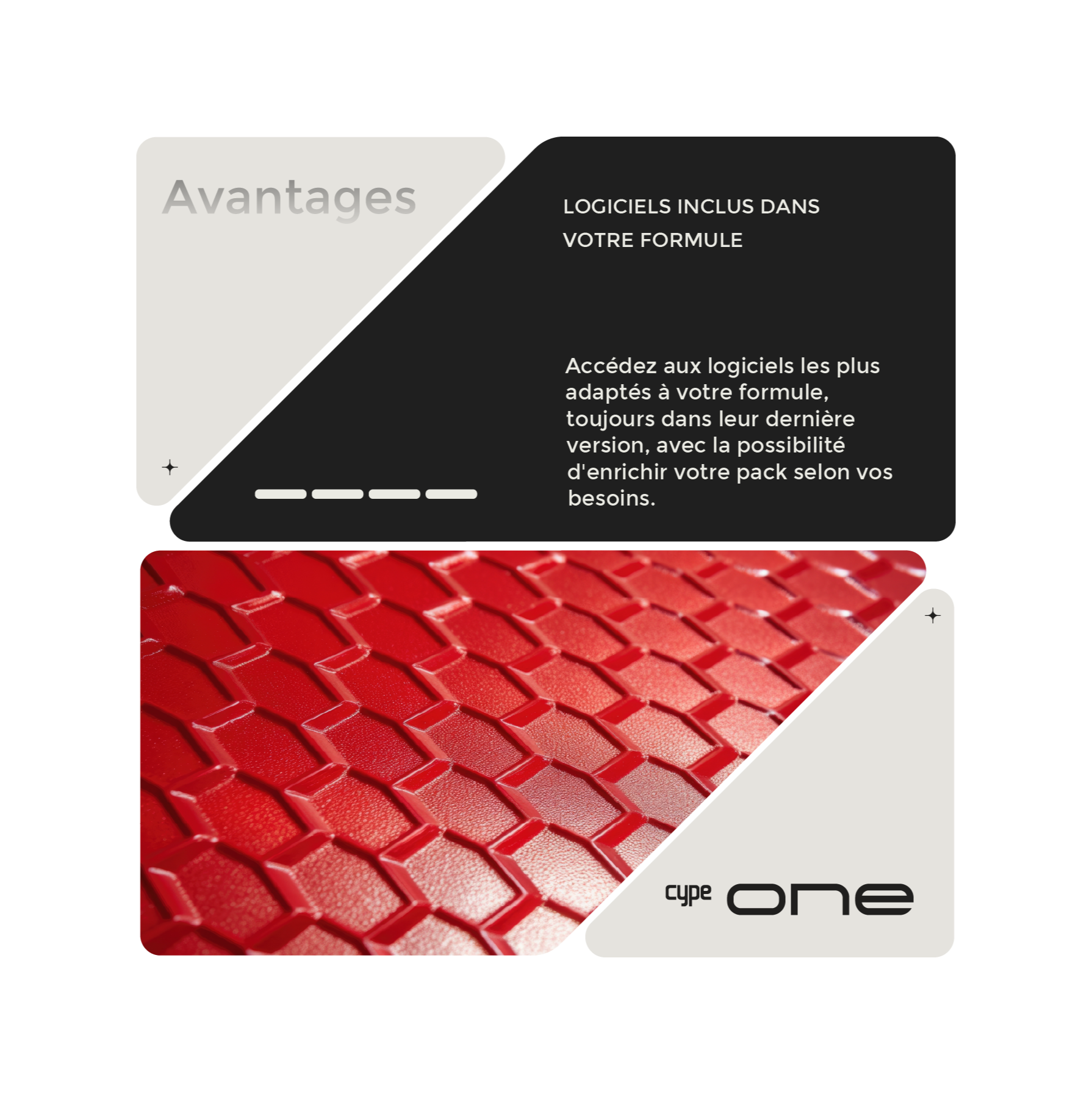Avantages: Logiciels inclus dans votre formule. Accédez aux logiciels les plus adaptés à votre formule, toujours dans leur dernière version, avec la possibilité d'enrichir votre pack selon vos besoins.